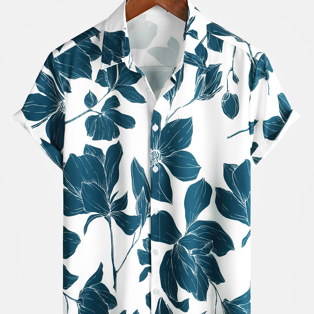 Camisa de manga corta de playa de verano con estampado floral para hombre