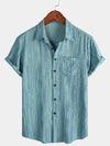 Camisa de manga corta transpirable con bolsillo y rayas negras para hombre