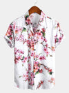 Camisa hawaiana tropical de algodón con estampado floral para hombre