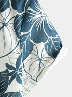 Camisa hawaiana de playa de manga corta con botones y estampado floral 100 % algodón para hombre
