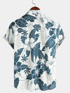 Camisa hawaiana de playa de manga corta con botones y estampado floral 100 % algodón para hombre