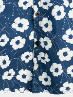 Camisa casual de algodón transpirable con estampado floral para hombres