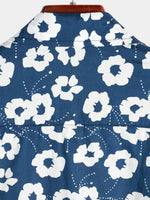 Camisa casual de algodón transpirable con estampado floral para hombres