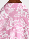 Camisa hawaiana de algodón rosa con botones y flores para verano de manga corta para hombre