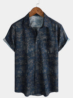 Camisa de manga corta con bolsillo y estampado floral retro de verano para hombre