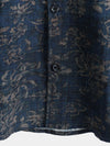 Camisa de manga corta con bolsillo y estampado floral retro de verano para hombre