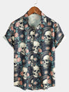 Camisa de manga corta con calavera punk rock de verano para hombre