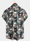 Camisa de manga corta con calavera punk rock de verano para hombre