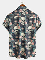 Camisa de manga corta con calavera punk rock de verano para hombre