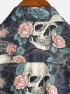 Camisa de manga corta con calavera punk rock de verano para hombre