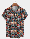 Camisa de manga corta con estampado punk rock y calaveras de verano para hombre