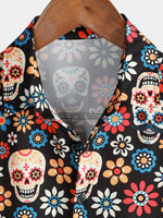 Camisa de manga corta con estampado punk rock y calaveras de verano para hombre