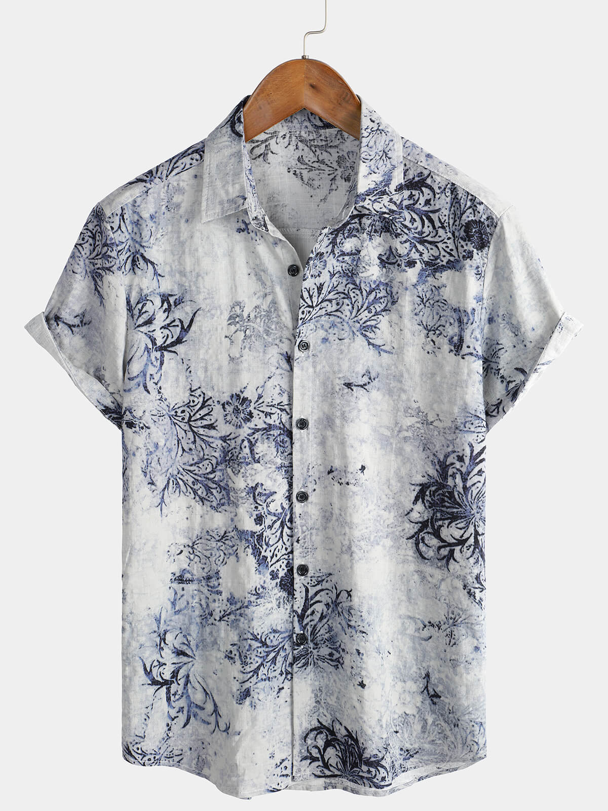 Camisa de manga corta vintage de playa para vacaciones de verano para hombre