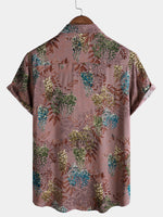 Camisa de manga corta de rayón de verano con estampado retro para hombre