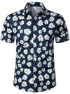 Camisa de algodón hawaiana tropical con estampado floral de margaritas para hombre