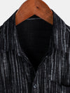 Camisa de manga corta transpirable con bolsillo y rayas negras para hombre