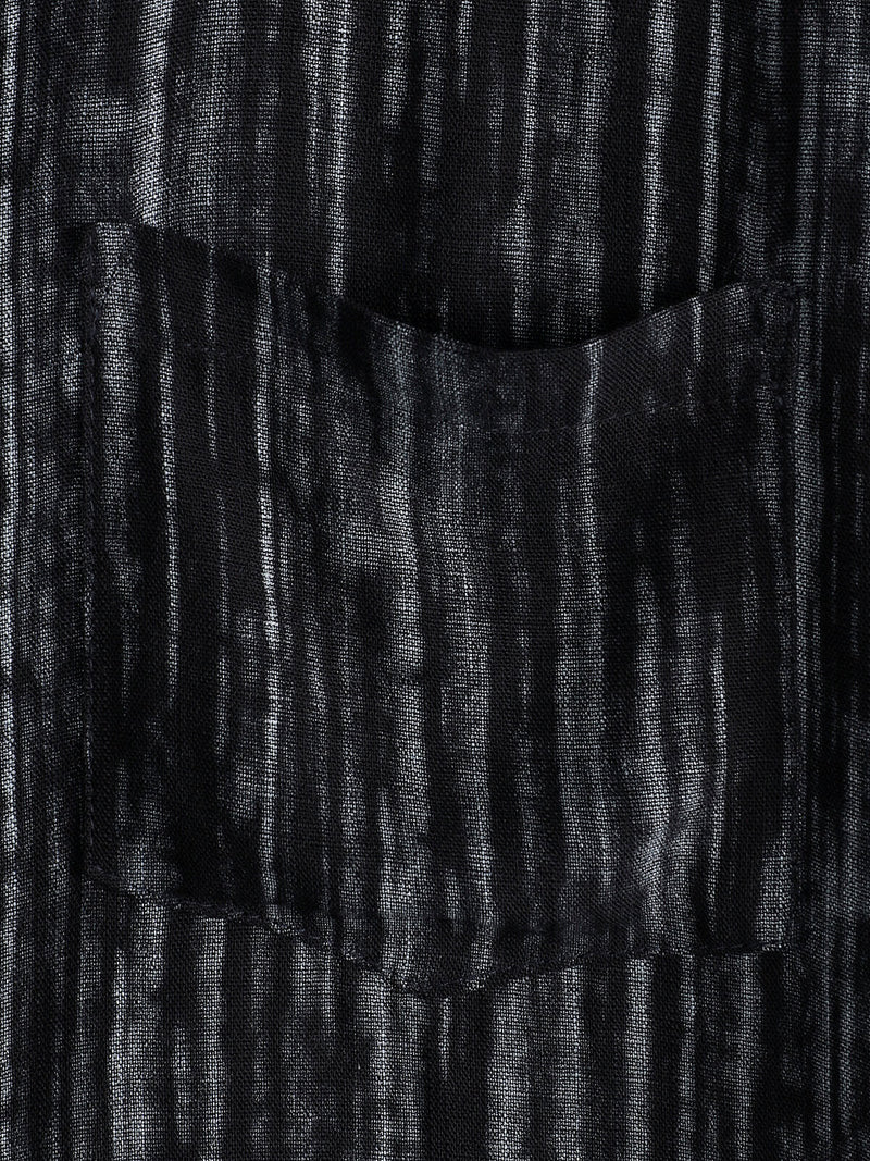 Camisa de manga corta transpirable con bolsillo y rayas negras para hombre