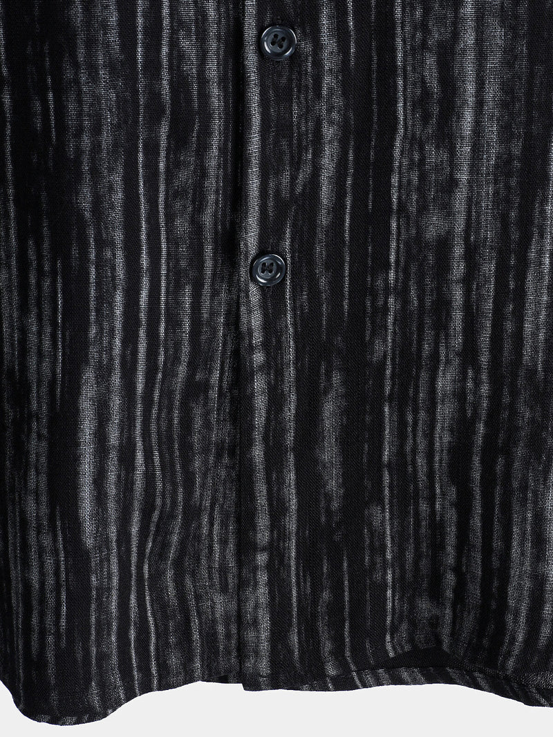 Camisa de manga corta transpirable con bolsillo y rayas negras para hombre