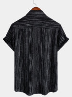 Camisa de manga corta transpirable con bolsillo y rayas negras para hombre