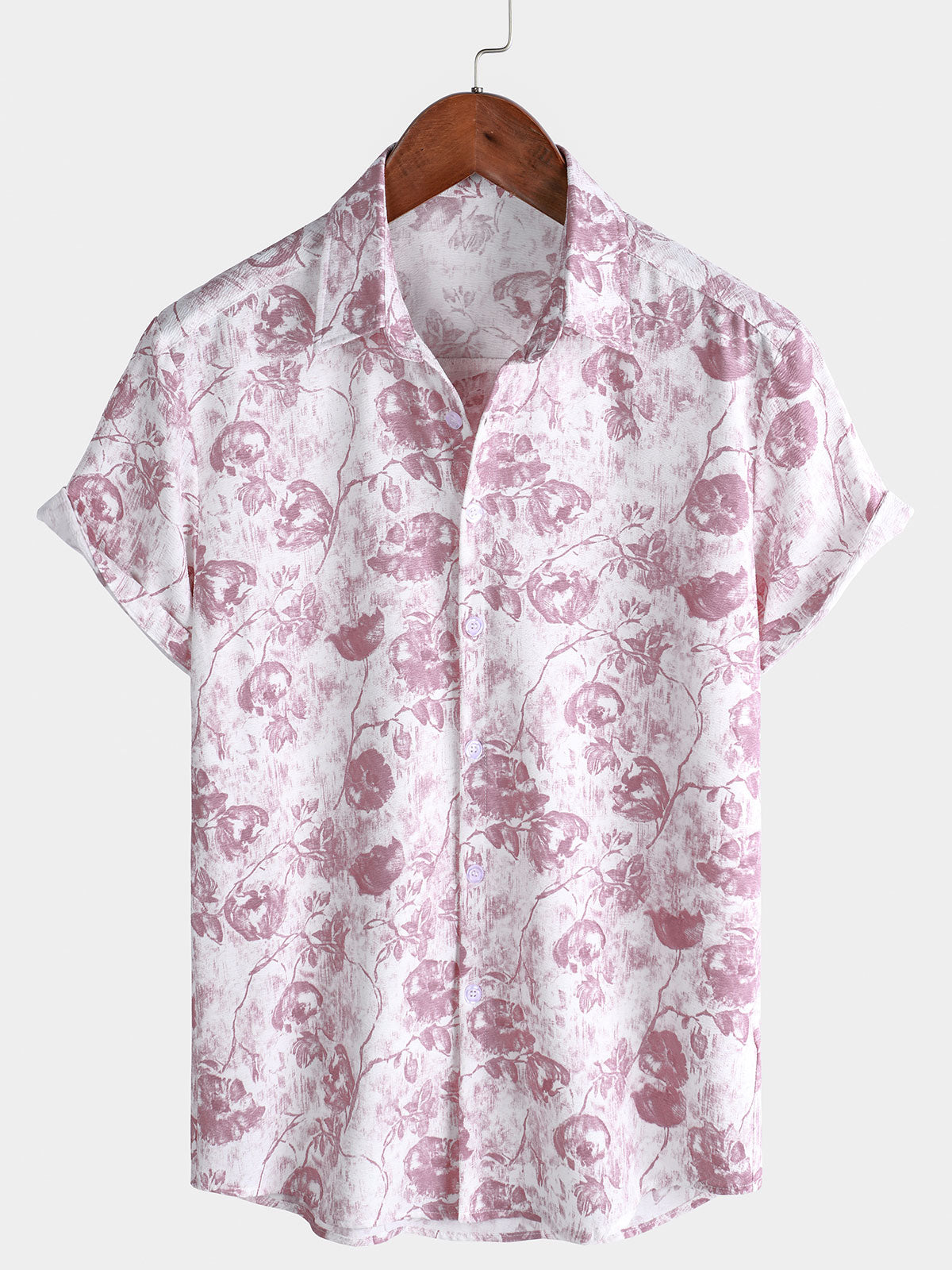 Camisa hawaiana de manga corta con estampado floral para hombre