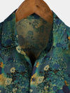 Camisa de manga corta de rayón con estampado floral retro para hombre