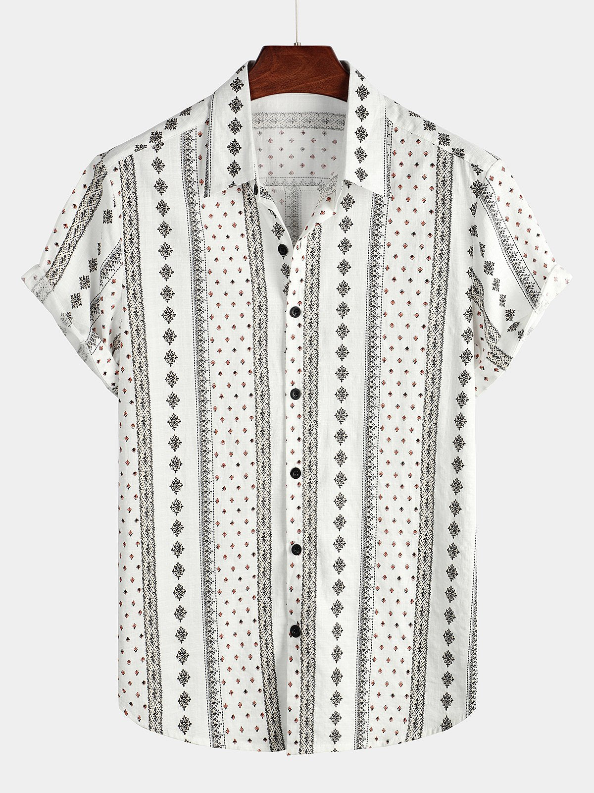 Camisa de algodón de manga corta estilo retro de los años 70 para hombre