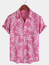 Camisa de algodón de manga corta con estampado floral de verano para hombre