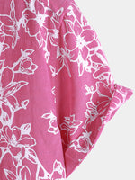 Camisa de algodón de manga corta con estampado floral de verano para hombre