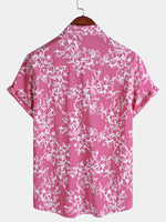 Camisa de algodón de manga corta con estampado floral de verano para hombre