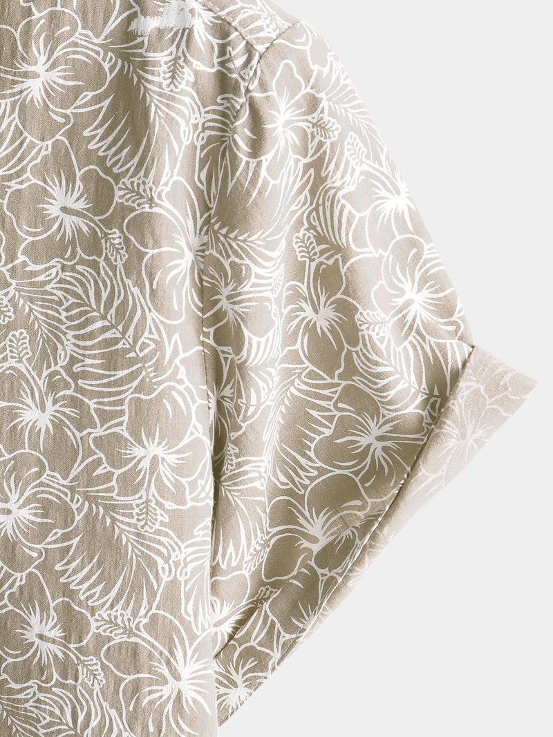 Camisa hawaiana de manga corta de algodón con estampado floral de verano para hombre