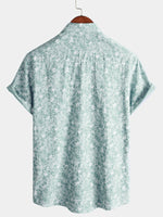 Camisa de playa de manga corta de algodón con estampado floral de verano para hombre