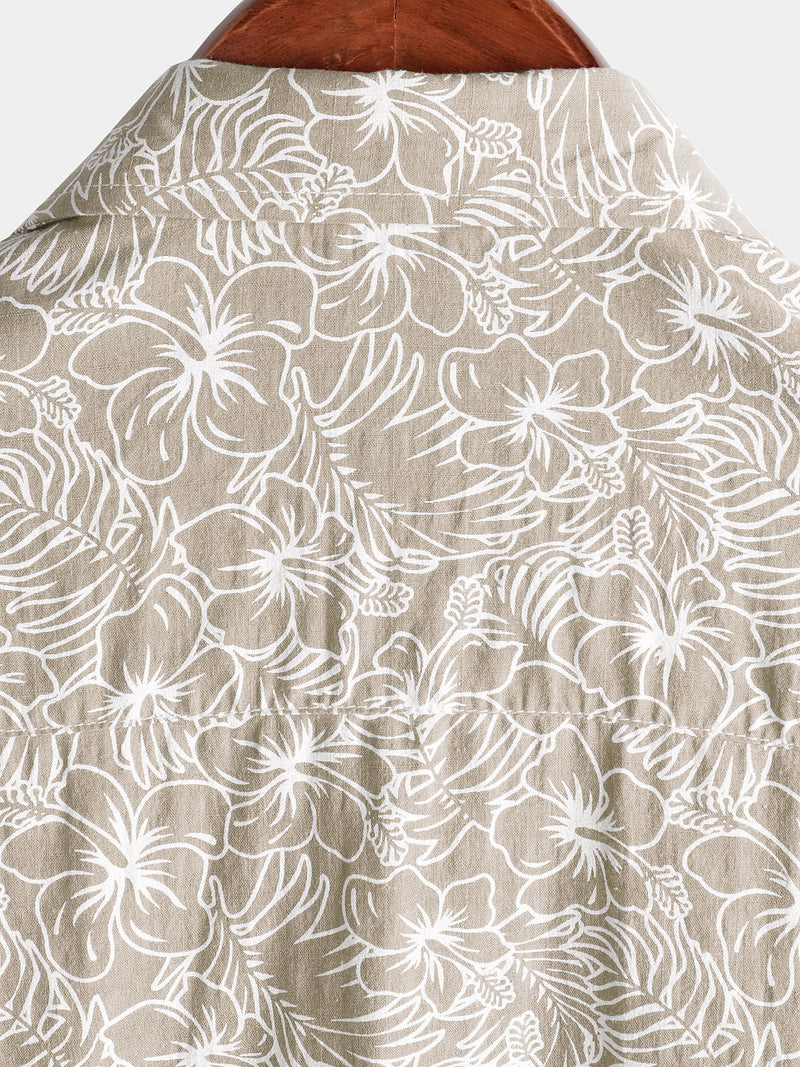 Camisa hawaiana de manga corta de algodón con estampado floral de verano para hombre