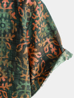 Camisa de verano de manga corta con estampado retro para hombre