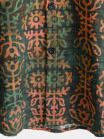 Camisa de verano de manga corta con estampado retro para hombre