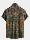 Camisa de verano de manga corta con estampado retro para hombre