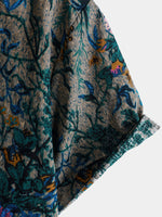 Camisa de manga corta transpirable con estampado floral retro para hombre