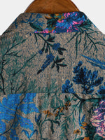 Camisa de manga corta transpirable con estampado floral retro para hombre