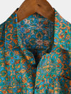 Camisa retro de manga corta con botones y bolsillo abstracto y elegante para hombre