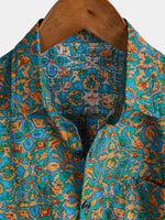 Camisa retro de manga corta con botones y bolsillo abstracto y elegante para hombre