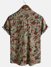 Camisa retro ligera de manga corta con estampado floral para hombre