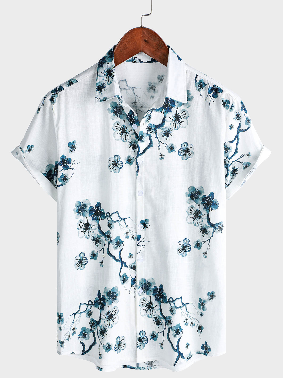 Camisa de manga corta con botones de verano Blossom para hombre