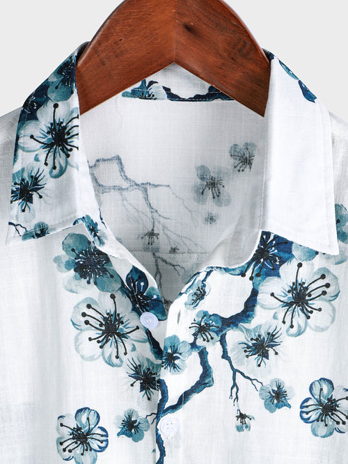 Camisa de manga corta con botones de verano Blossom para hombre