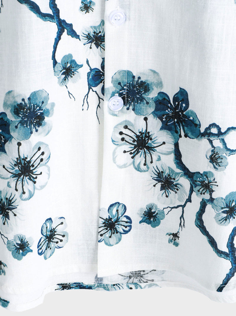 Camisa de manga corta con botones de verano Blossom para hombre