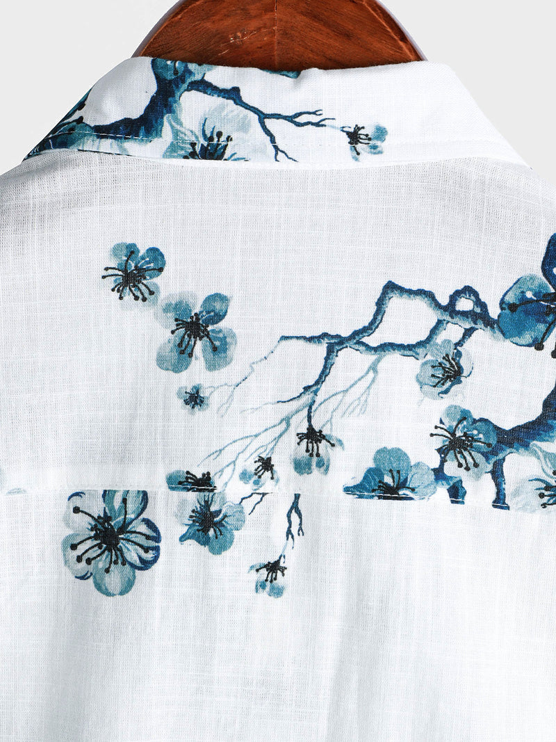 Camisa de manga corta con botones de verano Blossom para hombre
