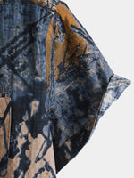 Camisa de manga corta con botones y bolsillo abstracto de verano para hombre