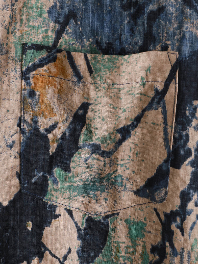 Camisa de manga corta con botones y bolsillo abstracto de verano para hombre