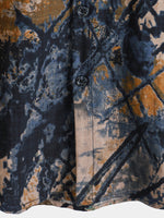 Camisa de manga corta con botones y bolsillo abstracto de verano para hombre