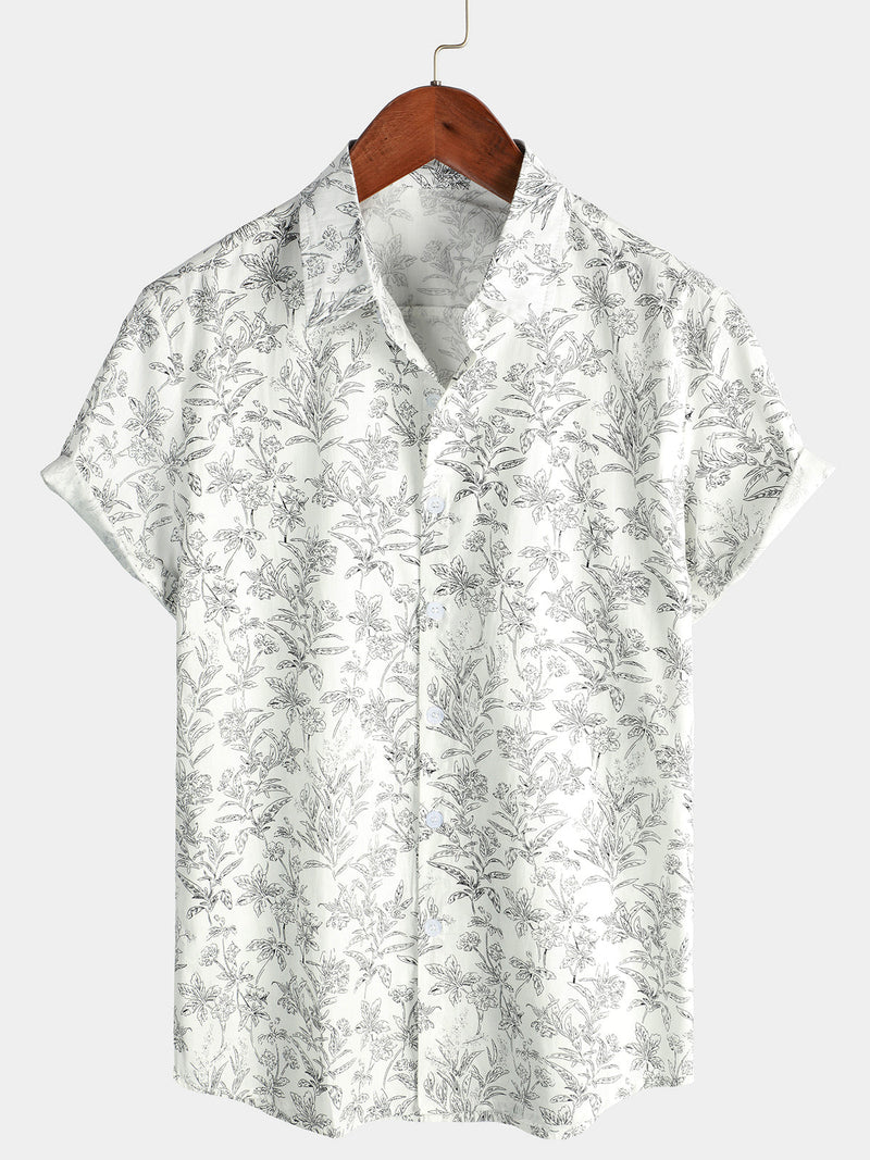 Camisa hawaiana de verano con estampado floral y botones para hombre