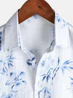 Camisa informal de manga corta con estampado floral elegante para hombre