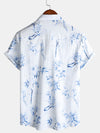 Camisa informal de manga corta con estampado floral elegante para hombre
